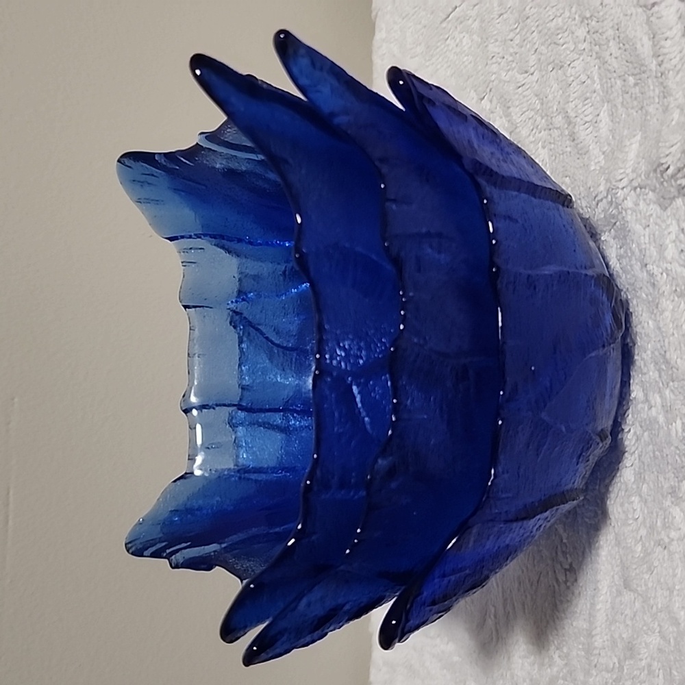 Set of Three Colbolt Blue Viking Glass Serving Dishes